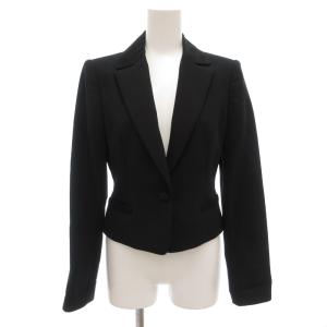 20年 テーラードジャケット 38 総裏地 シングル ショート丈 黒 ブラック /AE