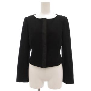 エリゼ ショート丈 ノーカラー ジャケット 38 ブラック 42988
