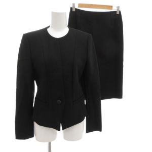 セットアップ スーツ ノーカラージャケット スカート ウール 40 黒 /FF