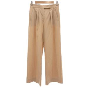 白タグ ツータック ワイドパンツ センタープレス ウール 40 ベージュ /UO
