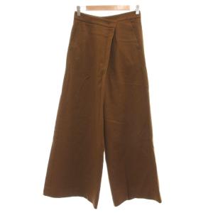 SFILATA 白タグ ラップ調タック ワイドパンツ ハイライズ 茶 ブラウン /UO AA