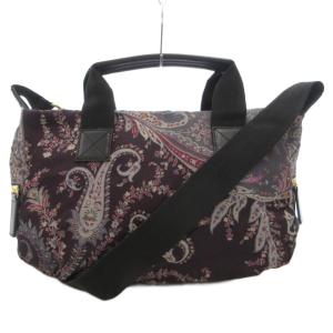 ハンドバッグ ショルダー 2WAY 斜め掛け ペイズリー柄 ナイロン 紫 パープル グレー /GV