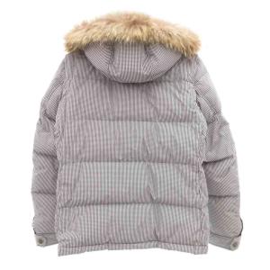 BURBERRY BLACK LABEL ダウンジャケット ベスト 2WAY ラクーンファー フード付き ギンガムチェック M 白 ホワイト 紺