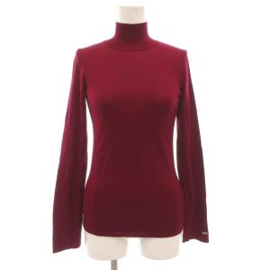 ニット カットソー 長袖 ハイネック ウール XS ワインレッド /GV