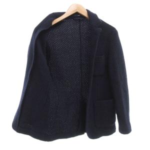 SHIPS TEXBRID テーラードジャケット ニット S シングル 厚手 紺 ネイビー /AE