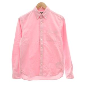 オックスフォードシャツ XS ボタンダウン BD 長袖 無地 ピンク /AE