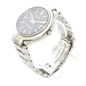 SEIKO キネティック オートリレー 腕時計 5J22-0C30 アナログウォッチ 自動巻き 文字盤ブラック シルバーカラー