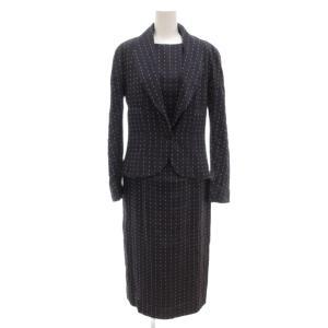 BOUTIQUE セットアップ リネン ストライプ柄 38 40 ネイビー系