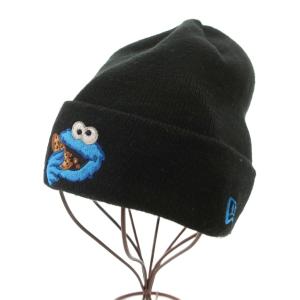 NEW ERA ×セサミストリート クッキーモンスター ニットキャップ ビーニー 帽子 刺繍 黒 ブラック /GV