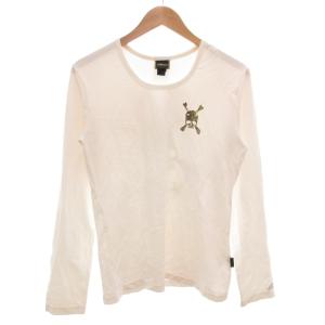 GOLD Tシャツ 長袖 ロンT スカルプリント ストレッチ L 白 ホワイト /GV