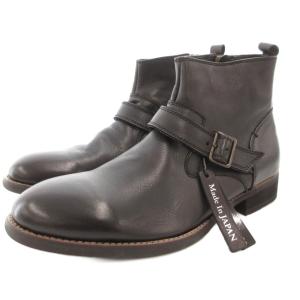 タグ付き エンジニアブーツ ショート 26.5cm サイドジップ プレーントゥ バックル レザー 本革