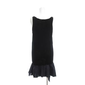 Y's ヨウジヤマモト ワンピース 2 ノースリーブ ニット 裾切替 黒 ブラック 紺 ネイビー /AE