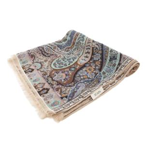 ストール ベージュ ペイズリー柄 マルチカラー フリンジ /AE