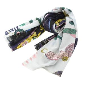 ストール シルク フリンジ バイカラー 総柄 マルチカラー /AE