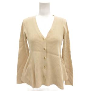 美品 Sophi 24SS リブフレア Vネックカーディガン ニット 38 長袖 ペプラム ベージュ /AE