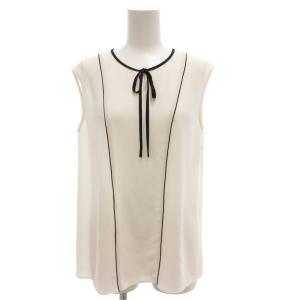 美品 24SS シャツ ブラウス 36 プルオーバー ノースリーブ リボンタイ シアー 白 ホワイト /AE