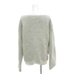 UNITED ARROWS CONTE ミックスボートネックニット セーター 長袖 ローゲージ 水色 ライトブルー 8513-199-0011