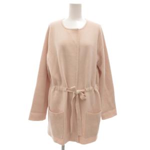 20AW コーディガン ニットジャケット カシミヤ 38 ピンクベージュ系 ノーカラー ドローストリング