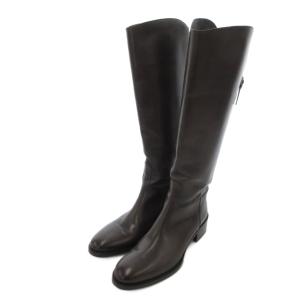 ワンストラップバックジップブーツ 38 チャコールグレー系