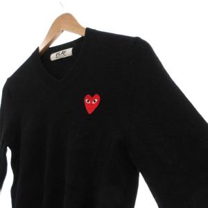 PLAY Comme des Garçons AD2013 ニット セーター 長袖 Vネック ウール M 黒 ブラック AZ-N001 /UO