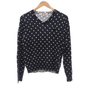 AD2013 ニット セーター 薄手 Vネック ドット ウール M 紺 ネイビー AZ-N035 /UO