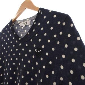 PLAY Comme des Garçons AD2013 ニット セーター 薄手 Vネック ドット ウール M 紺 ネイビー AZ-N035 /UO