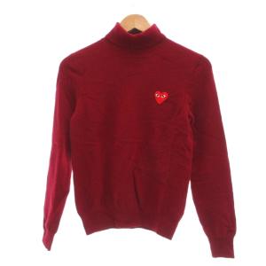 AD2003 ニット セーター タートルネック ハート ワッペン ウール M 赤 レッド /UO