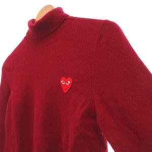 PLAY Comme des Garçons AD2003 ニット セーター タートルネック ハート ワッペン ウール M 赤 レッド /UO
