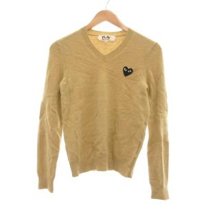 AD2013 ニット セーター Vネック ハート ワッペン ウール M ベージュ系 AZ-N017 /UO