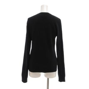 agnes b. 長袖 カーディガン プレッション ニット アシンメトリー ロゴボタン 2 ブラック /UO