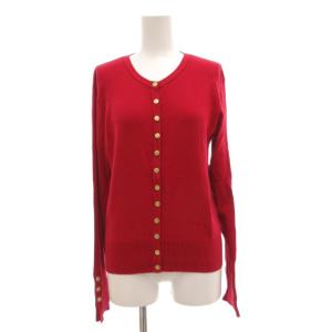 カーディガン プレッション ニット ロゴボタン 2 レッド /UO