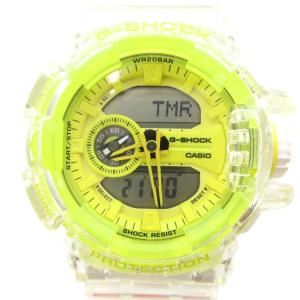 美品 腕時計 アナデジ クォーツ ラバーバンド クリア イエロー GA-400SK-1A9JF /UO