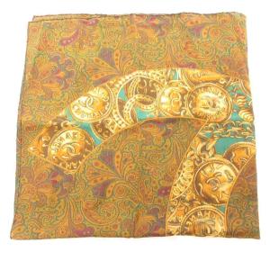 CHANEL 大判 スカーフ ココマーク ペイズリー 茶 ブラウン /UO AA