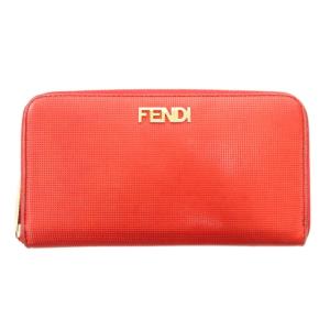 長財布 ロングウォレット ラウンドファスナー ロゴ レッド系 /UO