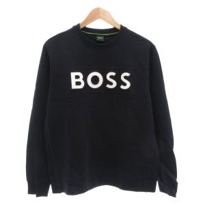 トレーナー スウェット M 長袖 ロゴ クルーネック 紺 ダークネイビー /AE