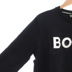 HUGO BOSS トレーナー スウェット M 長袖 ロゴ クルーネック 紺 ダークネイビー /AE