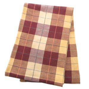 JOHN SMEDLEY マフラー ストール ピュアメリノウール ベージュ ワインレッド 筒状 チェック /GV