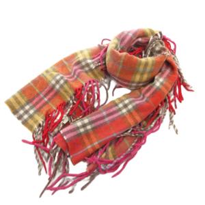 マフラー レッド フリンジ チェック