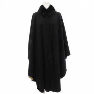 ポンチョ 裏地レオパード柄 ブラック