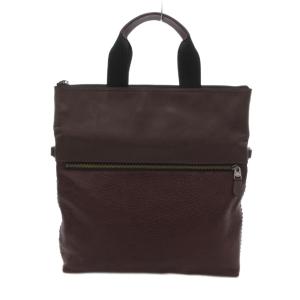 COACH ベースボールステッチ フォルドオーバー トート ショルダーバッグ 2WAY レザー ダークブラウン F11241