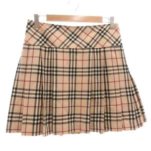 BURBERRY BLUE LABEL 美品 ミニスカート 38 ボックスプリーツ ノバチェック ベージュ /AE