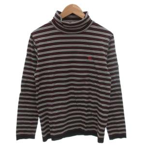 ロンT カットソー 長袖 2 黒 ブラック タートルネック ボーダー ホースロゴ /FF