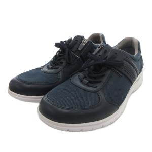 REGAL スニーカー シューズ ローカット ジップ 24.5 紺 ネイビー レザー切替 292W /FF