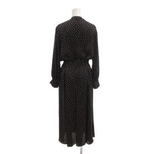 ANAYI 美品 20AW ロングワンピース 38 長袖 マキシ ロング ドット 総柄 黒 ブラック /AE