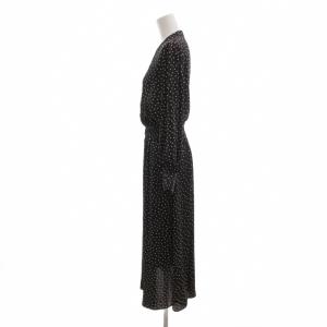 ANAYI 美品 20AW ロングワンピース 38 長袖 マキシ ロング ドット 総柄 黒 ブラック /AE