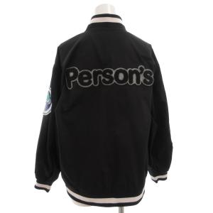 PERSON'S スタジャン ジャケット ブルゾン S 黒 ブラック 白 ホワイト ロゴワッペン /GV