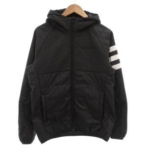 中綿ジャケット フード ジップアップ M 黒 ブラック ロゴ キルティング /GV