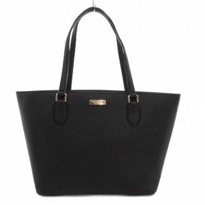 トートバッグ 舟型 ロゴ レザー 本革 黒 ブラック /AE