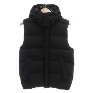 西川ダウン ベスト M フード ウール 黒 ブラック /AE