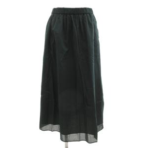 美品 フレアスカート 38 マキシ ロング ギャザー イージー 緑 グリーン /AE